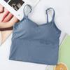 Camisole Esportiva Sexy de Seda de Gelo de Verão com Costas em U Grande e Bojos Fixos para Jovens Mulheres