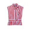 Para Comercio Exterior Transfronterizo Ropa de Mujer al por Mayor Europea y Americana Nueva Moda Elegante Versátil Camisa de Rayas para el Trabajo con Decoración de Lazo