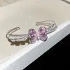 Pulsera Abierta de Mariposa con Circonita Super Brillante, Estilo Dulce Coreano, Versátil y Elegante, Lujo Ligero con un Toque de Alta Gama, Joyería Exquisita