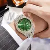 Reloj de Pulsera para Hombre con Esfera Redonda de Pedrería, Cuarzo, Aleación con Pedrería Incrustada, Calendario, Números Romanos, Correa de Acero, Reloj de Pulsera, Suministro Exclusivo Transfronterizo