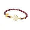 Pulsera de Granate Flor de Durazno de la Suerte para Mujer, Pulsera de Cuentas de Estilo Minimalista de Alta Gama, Joyería Exquisita de Nicho de Lujo Ligero