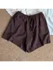 Shorts Casuales Blancos Sueltos Simples de Lino Delgado de Verano con Cintura Elástica y Cordón de Pierna Recta Ancha para Mujer, Versátiles y Adelgazantes