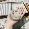 Pulseira Feminina Estilo Tianshan Cuiguo Pintura a Tinta Estilo Largo Acessórios Antigos Pulseira de Concubina Imperial Pulseira de Melhor Amiga Natural Sem Tingimento