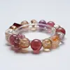 [Jingjing Nafu] Pulsera de Cristal de Fresa Natural para Mujer La Más Fácil de Combinar Pulsera de Cristal Rodolita Al por Mayor