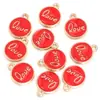 Colgante de etiqueta de beso con letra inglesa, redondo, aleación, doble cara, gota de aceite, colgante pequeño, pulsera, collar, joyería DIY
