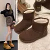Botas de neve quentes e antiderrapantes para mulheres, novo estilo de inverno 2026, forradas com fleece e espessadas, botas de algodão estilo Birkenstock com sola grossa para mulheres