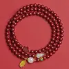Loja de Fábrica Pulseira Genuína de Areia Roxa e Dourada Contas Budistas de Três Círculos Pulseira de Vários Círculos para Mulheres Contas de Jade Branco Cabacinha Pode Ser Usada como Substituta para Cinábrio