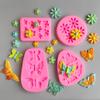 Repostería DIY 3 Mariposas Silicona Caramelo Plegable Taza Decoración de Cupcakes Herramienta Chocolate Arcilla Molde de Goteo