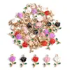 Novo Pingente de Flor de Rosa em Liga com Gotejamento de Óleo para Pulseira DIY Chaveiro Acessório de Joia Enfeite de Pendurar W661