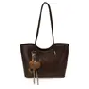2026 Nova Bolsa Tote Simples com Textura Casual Tendência da Moda Bolsa de Grande Capacidade Cor Sólida Personalidade Bolsa de Ombro Feminina