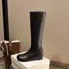 Botas longas de estilo minimalista retrô com bico redondo, que aumentam a altura, para mulheres, nova coleção primavera/outono 2026, botas elásticas de ajuste justo, botas de montaria de cano alto