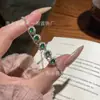 Venta al por mayor del fabricante: Pulsera de Jade Verde Natural Xiaohongshu con Incrustaciones de Plata S925, Forma Cuadrada, Fresca y Delicada para Mujeres