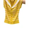Top de punto de manga corta con cuello a rayas azul marino para mujer, nuevo estilo de verano, versátil, rejuvenecedor, adelgazante, top elegante, color de la foto, talla única
