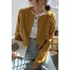 Chaqueta cárdigan de punto gris para mujer, nueva y elegante prenda de abrigo para primavera y otoño 2026, top suave y acogedor de manga larga