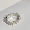 Anillo de Diamante Mariposa Flor Niche Versa Jewelry Nuevo para Mujer Cobre Blanco Chapado en Oro Blanco Anillo de Zirconia Anillo de Fila Completa de Diamantes