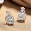 Pendientes de Zirconia con Lazo de Estilo Coreano para Mujer, Pendientes Completos de Diamantes de Lujo Ligero con un Toque de Alta Gama, Versátiles para el Uso Diario, Venta al por Mayor