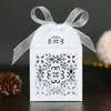 Caixa de doces para casamento em papel recortado com padrão de janela vazada e laço de fita, caixa de papel para lembrancinhas de casamento, caixa de presente para doces, caixa de embalagem para casamento