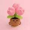 Planta en Maceta Pequeña Popular de Ganchillo Transfronteriza, Tulipán de Ganchillo Hecho a Mano con Expresión Gordita de Dibujos Animados, Adorno de Escritorio, Regalo Pequeño