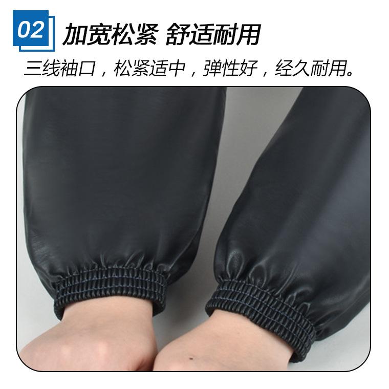 01255#黑色pu皮革套袖★袖口3+2线39cm_17.j