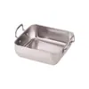 Plato cuadrado de acero inoxidable estilo coreano con asas para servir pollo frito y aperitivos, apto para bares y restaurantes, uso comercial, en stock para suministro directo