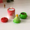 Papoula DIY Aromaterapia Gesso Cimento Árvore de Natal Padrão Papai Noel Pote de Armazenamento Copo para Vela Molde de Silicone