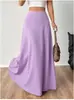 Falda larga de color liso de cintura alta para mujer, estilo europeo y americano, falda simple de línea A, casual, elegante, adelgazante y con un dobladillo amplio