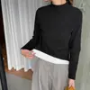Camiseta Básica Gruesa con Forro de Polar y Cuello Alto para Mujer, Nuevo Estilo Otoño e Invierno, Camiseta Básica Térmica Adelgazante de Manga Larga Cepillada