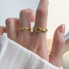 Anillo Abierto de Plata s925 con Textura Trenzada Diseño Nicho para Mujer Estilo Retro ins Frío Cadena Anillo de Dedo Hip-Hop