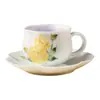 Juego de Taza y Platillo para Café con Flores Bajo Esmalte del Fabricante, Taza Personal de Cerámica para Latte, Taza de Cerámica de Alta Gama para el Té de la Tarde, Taza Individual