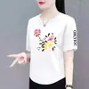Camiseta de manga corta de marca para mujer, con excedente de comercio exterior transfronterizo, corte holgado, talla grande, top de manga corta a media altura
