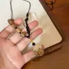 Novo Colar de Flor de Bodhi de Jade Branco Estilo Chinês Corrente de Clavícula de Floresta de Madeira Estilo Nacional Feminino Corrente de Pescoço com Cordão Acessórios