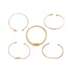 Joyería Europea y Americana, Set de Pulseras Apilables Sencillas y Retro, Pulsera Abierta Geométrica Brillante de Moda al por Mayor