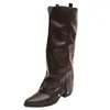 Botas altas Melard para mujer con hebilla de cinturón, nuevo estilo otoño e invierno 2026, tacón alto grueso, tubo largo adelgazante apilado, botas de montar