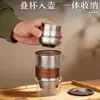 Conjunto de Chá de Titânio Puro Fabricante de Chá Portátil Xícaras de Chá de Camada Dupla Portátil para Exterior Gongfu Conjunto de Chá de Presente Venda por Atacado Viagem