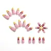 Europa Venta Caliente Arte de Uñas Uñas Portátiles Amarillo Clásico Rojo Rojo Francés Flores Pequeñas Piezas Desmontables Uñas Almendra Arte de Uñas