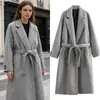 Za Comercio Exterior Venta al por mayor transfronteriza Ropa de mujer estilo europeo y americano Invierno Nueva moda Abrigo largo con cinturón
