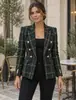 Comercio Exterior Transfronterizo Estilo Europeo y Americano 2026 Nuevo Blazer de Tweed a Cuadros de Manga Larga Ajustado Moda para Mujer