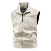 Chaleco nuevo transfronterizo para hombre con cuello alto, multibolsillos, cortavientos para exteriores, chaleco deportivo informal para compra en grupo, se puede imprimir logotipo