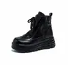 Botas Martin de Couro Macio Femininas 2026 Nova Coleção Outono/Inverno Com Pelúcia Emborrachada Cano Alto Sapatos de Algodão Sola Grossa Aumenta Altura Estilo Britânico Versátil Botas Curtas