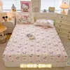 Novo lençol de cama de veludo de leite com desenho Sanrio para comércio exterior transfronteiriço, protetor de colchão com cobertura fixa de 360 graus