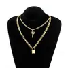 Nuevo Collar de Candado Multicapa Aleación Colgante Moda Amazon Cadena para Suéter Cruzado Europeo y Americano Candado de Llave Transfronterizo Collar de Bajo Precio