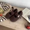 Sapatos de Pelo Internos Aumentadores de Altura para Mulheres 2025 Outono e Inverno Novo Estilo Tira com Fivela Sapatos Mary Jane com Pelúcia Extra