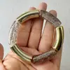 Pulseira de Contas Acrílicas com Estampa de Leopardo Yongge Jewelry Estilo Europeu e Americano, Pulseira Elástica Única Tubo Curvo Estilo Maillard
