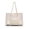 Bolso de Hombro Único de Verano para Mujer 2025 Nuevo Moderno Versión Coreana Simple Gran Capacidad Empalme Transparente Bolso de Mano Bolso Tote