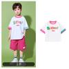 Trajes de líder de torcida infantil Escola primária Bloco de cores Dopamina Manga curta Terno Jardim de infância Desempenho de líder de torcida