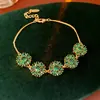 Pulsera de Flor Redonda de Zircón Galvanizada en Oro Real, Lujo Accesible, Gama Alta, Diseño de Pulsera Exquisito y Versátil, Joyería de Mano de Nicho