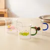 Vaso de agua estético estilo macarrón hecho de vidrio de borosilicato alto, resistente al calor, de gran capacidad, adecuado para el desayuno, para uso en el hogar y la oficina
