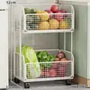 Estante de Almacenamiento de Cesta para Frutas y Verduras de Cocina Estante Multicapa Extraíble para el Hogar Carrito de Piso Multifuncional Estante de Almacenamiento