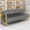 Silla de espera para barbería, silla sofá larga de acero inoxidable para zona de descanso de peluquería de lujo específica para salón, para uso comercial