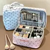 2026 Nueva Bolsa Cosmética de Mano de Lunares para Mujer Impermeable Gran Capacidad en Capas Portátil para Viaje Bolsa de Almacenamiento para Artículos de Tocador